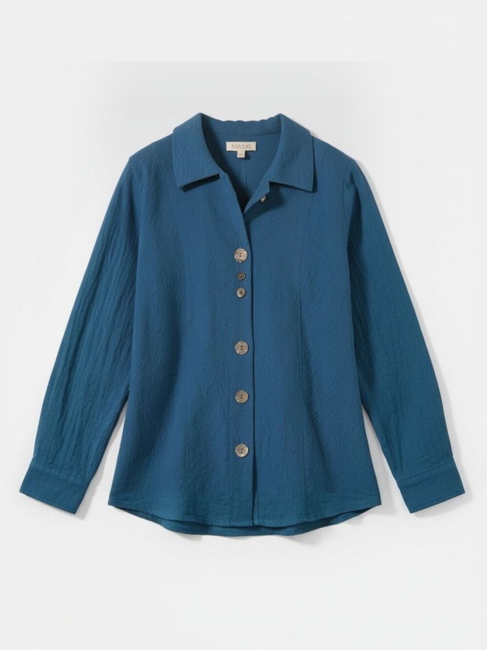 Habitat Clothes To Live In Boxy Top Size Large Teal Blue Buttons Size Large
